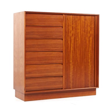 Danflex Mid Century Teak Tambour Armoire Gentlemans Chest Dresser - mcm 