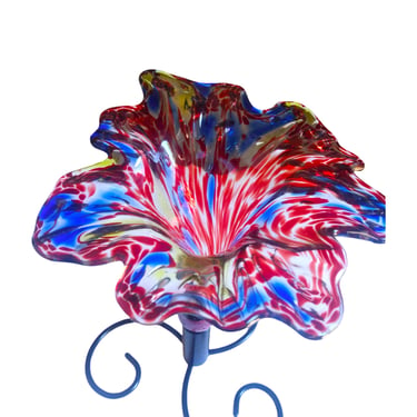 VINTAGE Blown Glass Flower , Murano-Style Art Glass, Home Decor 