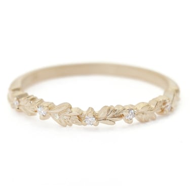 Wood Nymph Faye Slender Topper Band - l 8k Yellow Gold + Diamonds (.04 ctw)