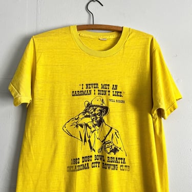 Vintage 80s Will Rogers Dust Bowl Regatta Oklahoma City T Shirt Worn Paper Thin Size L 