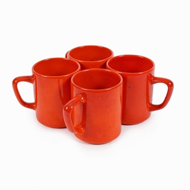 Gerz Germany Ceramic Mug Set of Four Orange Coffee Cup Tea Mug 