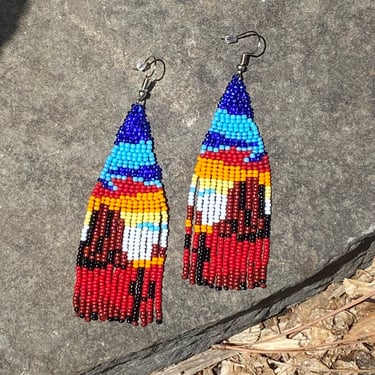 Desert Beaded Earrings Southwestern Earrings Cacti Dangle Earrings 