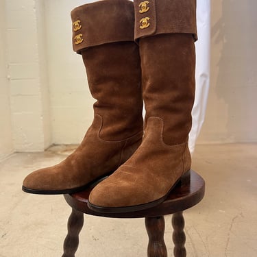 Rare 1996s CC Chanel suede boots authentic 