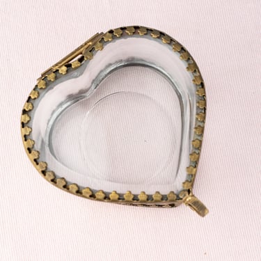 Glass &amp; Brass Heart Trinket Box