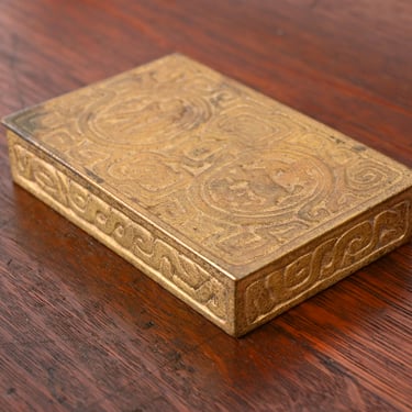 Tiffany Studios New York Art Deco Zodiac Bronze Doré Box