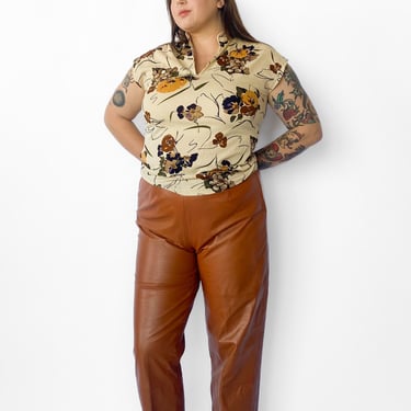 1990s Brown Leather Pants sz XL