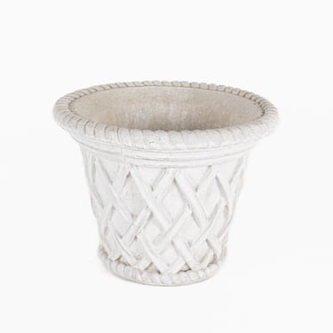 Small Cement Rope Crosshatch Planter 