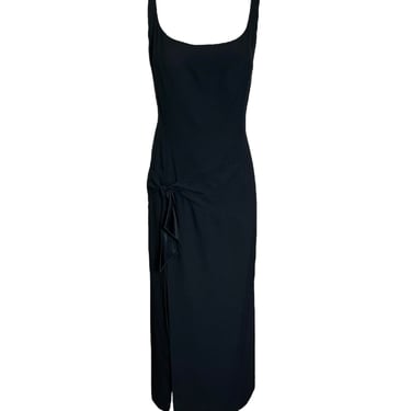 Galliano Black Crepe Silk-lined Dress with Knotted Waist