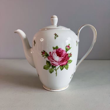 Vintage Royal Crown Germany Teapot with Roses Tall Teapot Coffee Pot 