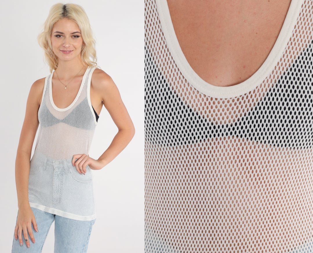 トップス 80s- White see-through shirt lg3x