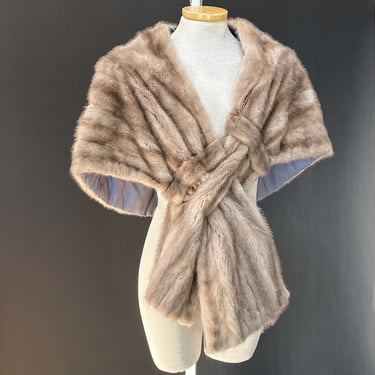 Vintage 1940s 1950s Fur Stole Collar Wrap Bolero Cross Front Lined Wedding Special Occasion Special Event Prom Jacket Shawl 