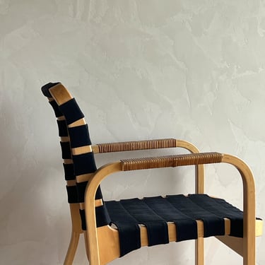 1960s Alvar Aalto Model 45 Arm Chair w/ Rattan Wrapped Arm Rests