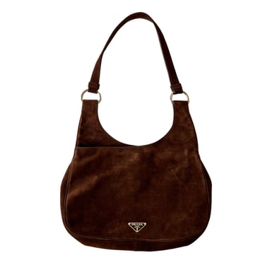 Prada Brown Suede Shoulder Bag