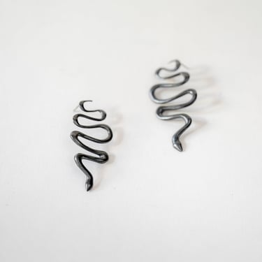 Oxidized Sterling Silver Slinky Snake Studs