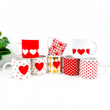 Vintage Heart Mugs - YOU PICK - Sold Individually: Red & White Hearts Mugs, Gold Heart Mug, Tiny Hearts, Love, Lillian Vernon Hallmark Japan 