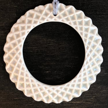 Modern White Graphic Porcelain Ceramic Ornament, Ceramic Wall Hanging 