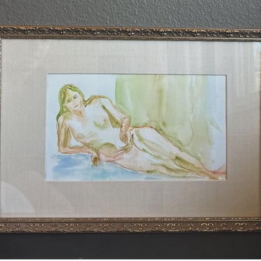 Vintage French Nude Painting in Gilded Frame, French Nude, Original Vintage Painting 