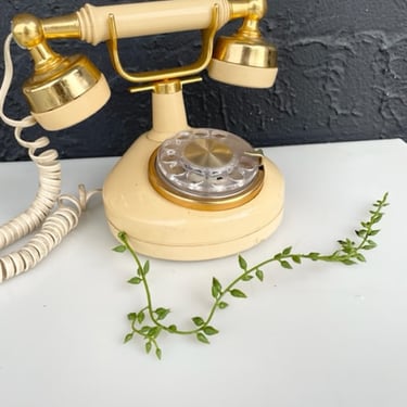 Beige and Brass Rotary Princess Phone