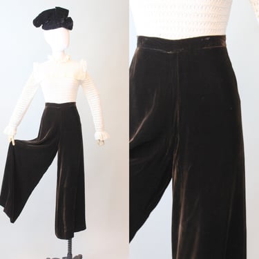 1940s VELVET PALAZZO pants trousers WIDE leg xs | new fall 