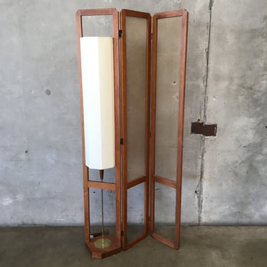 Mid Century Modern Floor Lamp w/ Attached Folding Screen Divider