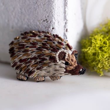 Embroidered Long-Eared Hedgehog Pin