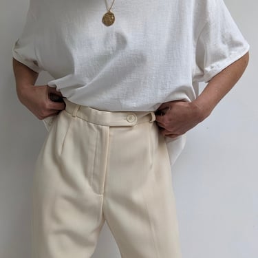 Vintage Buttercream Wool Trousers