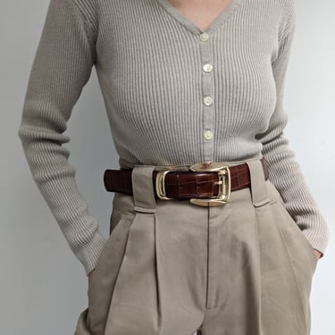 Vintage Oat Ribbed Cardigan