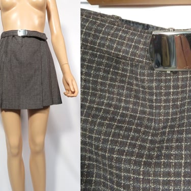 Vintage 90s Pleated School Girl Plaid Wrap Mini Skirt With Matching Belt Made In USA Size S/XS 
