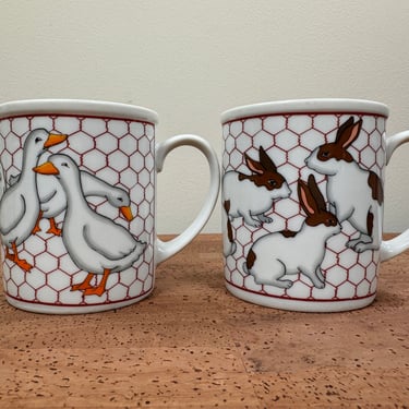 Vintage Takahashi Ducks and Rabbits Mugs | Japan 