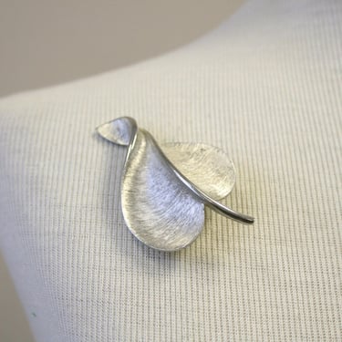 1960s Silver Leaf Brooch 