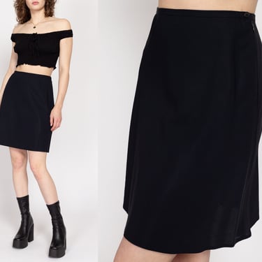 Small 90s Calvin Klein Black Mini Skirt 27" | Vintage A Line High Waisted Minimalist Skirt 