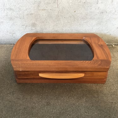 Handcrafted Wood &amp; Glass Jewelry Box With Display