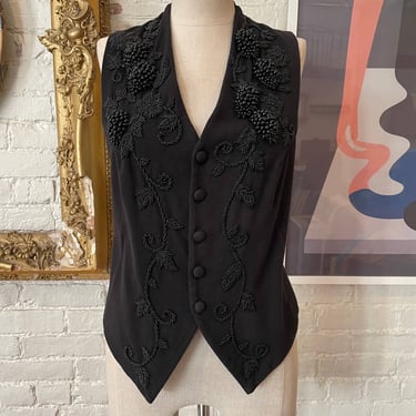 1990’s | Vintage Vivienne Tam | Black Vest with Intricate Beading 
