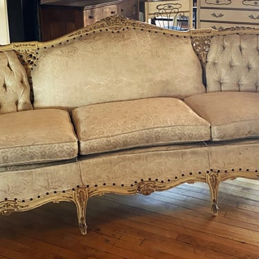 Carved French Provincial Cream Colored Couch