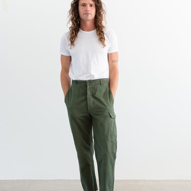 Vintage 31 Waist Olive Green Fatigues | Cargo Trousers | Dutch Army Pants | F551 