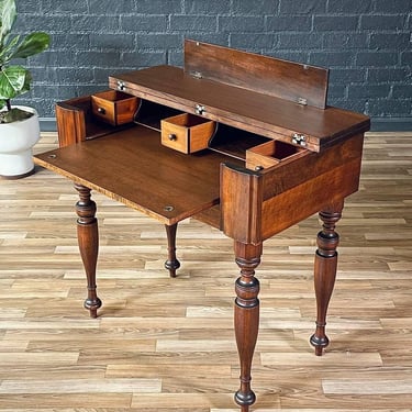 Antique Spinet Style Writing Desk w/ Hidden Deawers, c.1940’s 