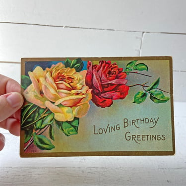 Vintage 1900's Victorian Loving Birthday Greeting Postcard // Postcard Collector // Perfect Gift Active Restock requests: 0 