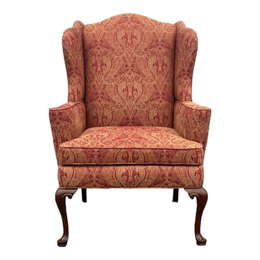 Queen Anne Style Paisley Wingback Chair 