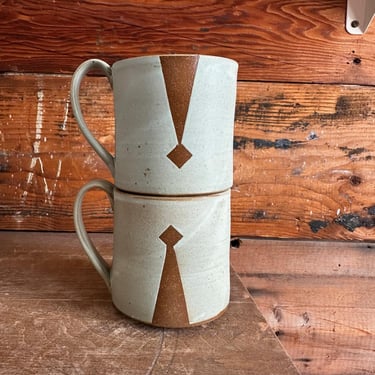 Best Friend Mug Set - Light Blue with Brown Geometrics 