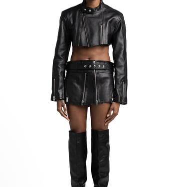 IRO X SMV BLACK LEATHER MOTO SKIRT