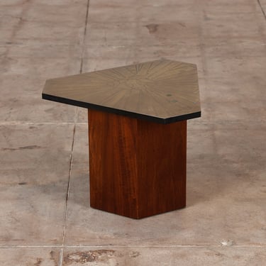 G. Urso Etched Brass Side Table 