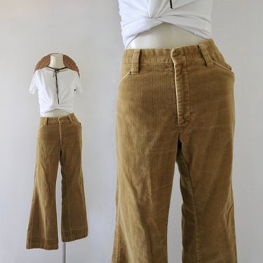 worrrn 70's golden marigold cords - 30 - vintage 60s 70s womens gold yellow size medium corduroy pants trousers boho hippie 