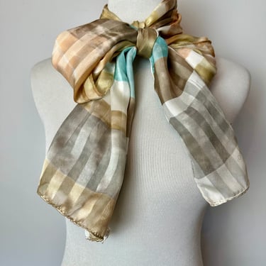 100% silk long scarf~ soft subtle colors sheer ~ extra long length~ pussycat bow head scarf women’s neck ties 