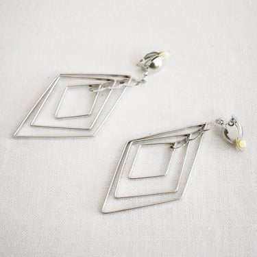 1960s Silver Dangle Clip Earrings 