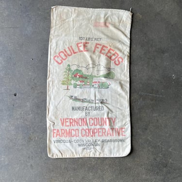 Vintage Vernon County Coulee Feeds 100 lbs Feedsack Viroqua, WI 