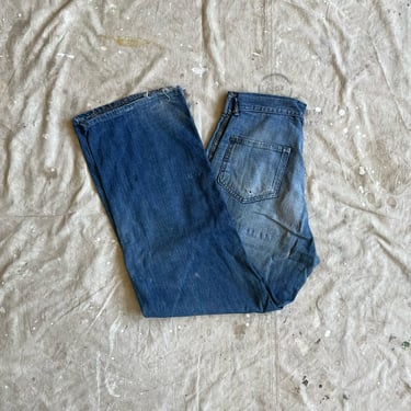 Size 30x29 Vintage 1940s US Navy Dungarees Denim Jeans w/ Repairs 2267 