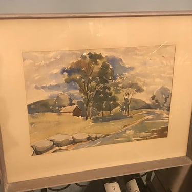 Watercolor landscape signed H Cagen 1950 