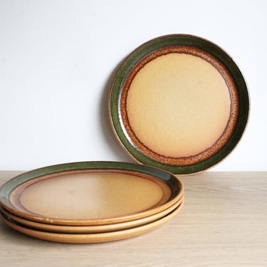 Vintage 70s stoneware dessert or salad plates by Atelier d'art Badonviller France, Set of 4 