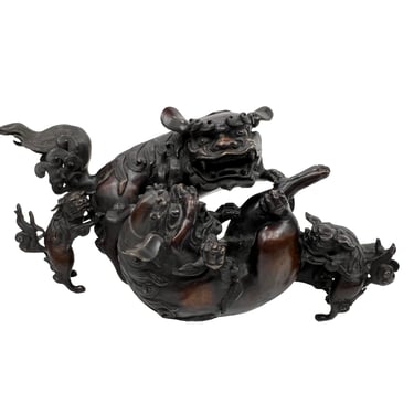 #1397 19th Century Bronze Foo Dogs Sculpture