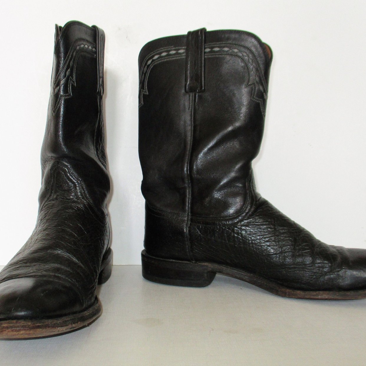 Lucchese 2000 men\'s western boots Black Italian kangaroo leather round toe SZ 8 Lucchese 2000 men\ main image 2